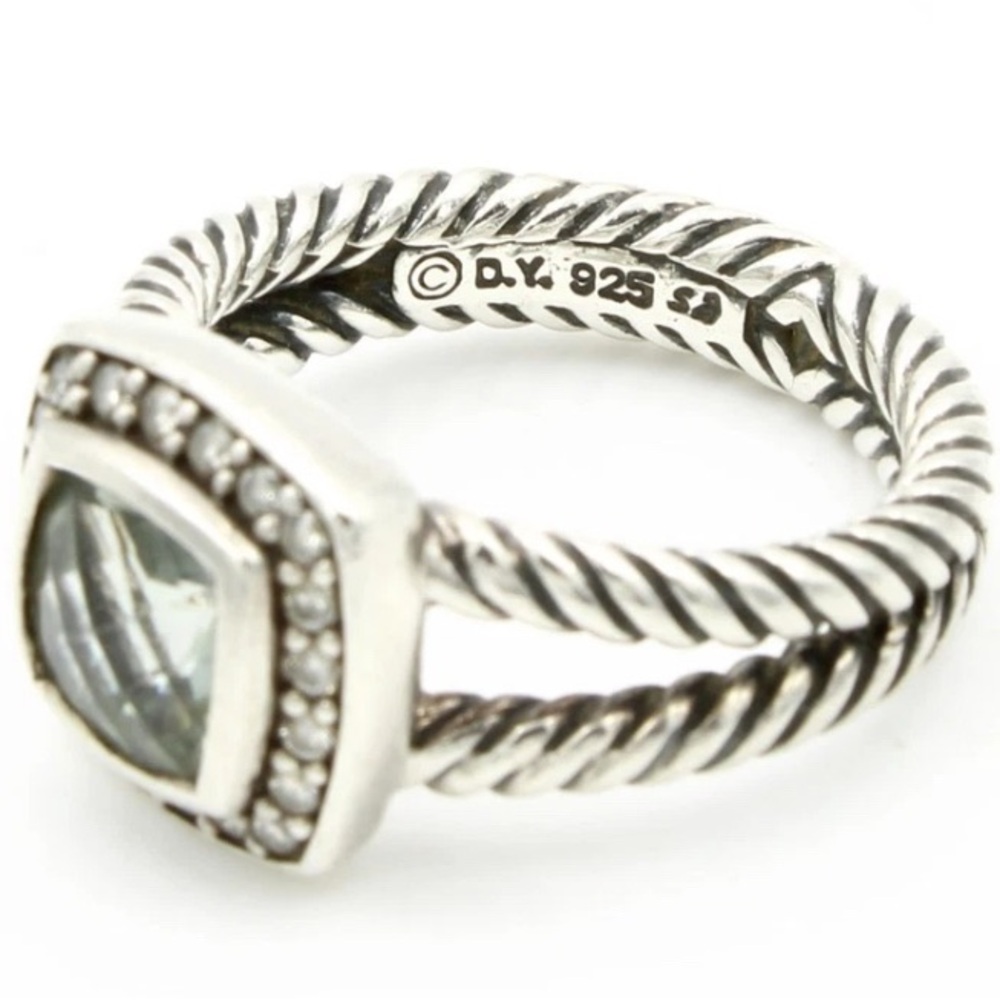 David Yurman Silver Ring with Clear Gemstone Sz 6